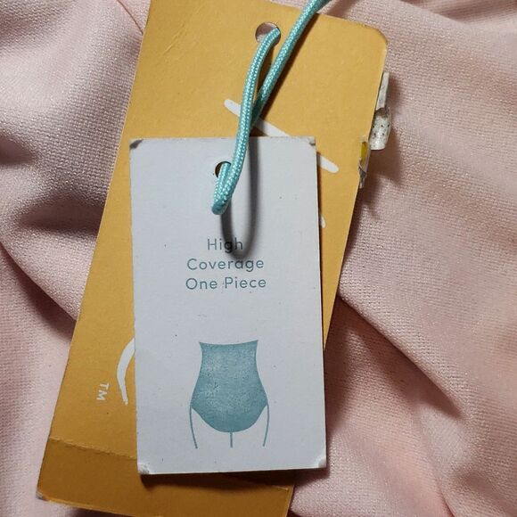 Kona Sol Over The Shoulder Ruffle High Coverage One Piece Swimsuit Medium NWT - Picture 7 of 9